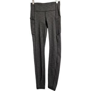 Lululemon Speed Up Tight Grey High Waisted Mid Rise Leggings Side Pockets Size 2
